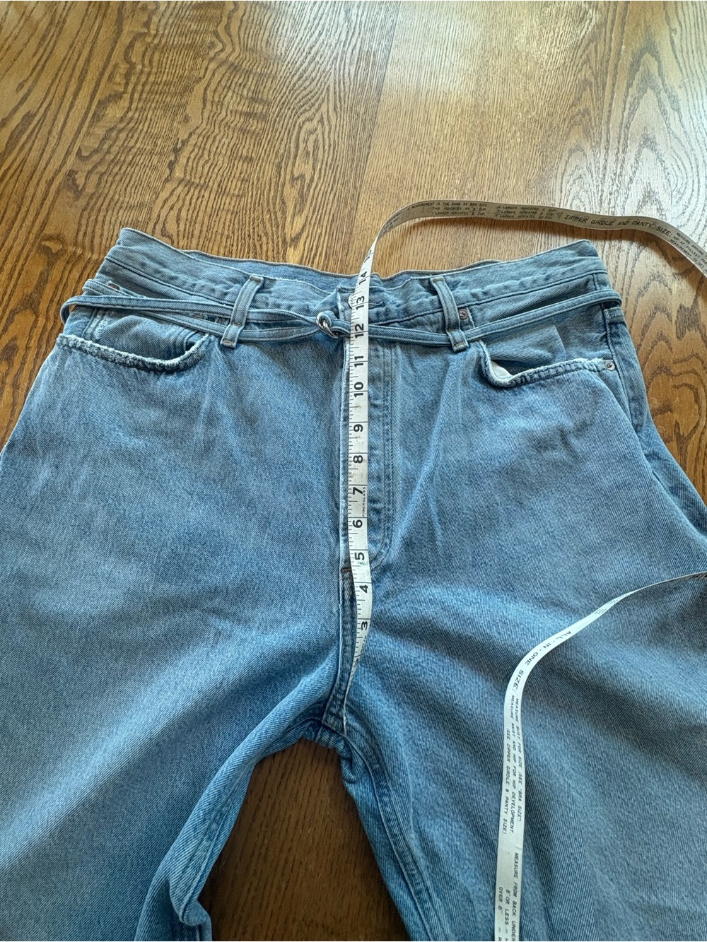 AGOLDE Emmi Wide Leg High Rise Jeans Size 30 Light Wash Thin Belt 30” Ins - Picture 12 of 15